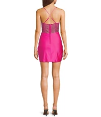 B. Darlin Spaghetti Strap Cowl Neck Shirred Detail Slim Dress