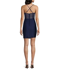 B. Darlin Spaghetti Strap Cowl Neck Shirred Detail Slim Dress