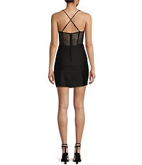 B. Darlin Spaghetti Strap Cowl Neck Shirred Detail Slim Dress