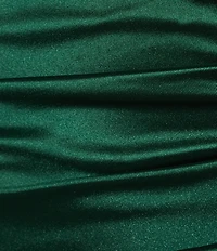 B. Darlin Spaghetti Strap V-Neck Shirred Satin Midi Dress