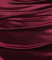B. Darlin Spaghetti Strap V-Neck Shirred Satin Midi Dress