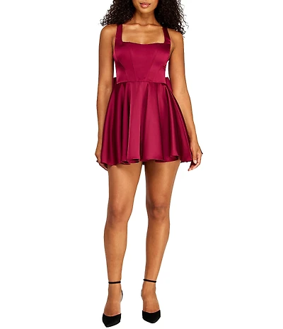 B. Darlin Sweetheart Neck Bow Back Dress