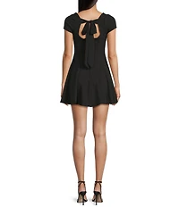 B. Darlin Square Neck Short Sleeve Tie Back Skater Dress