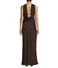 B. Darlin Strapless Attached Scarf Drape Back Maxi Dress
