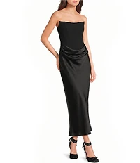 B. Darlin Strapless Corset Drape Front Midi Dress