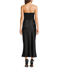 B. Darlin Strapless Corset Drape Front Midi Dress