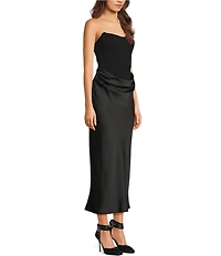B. Darlin Strapless Corset Drape Front Midi Dress