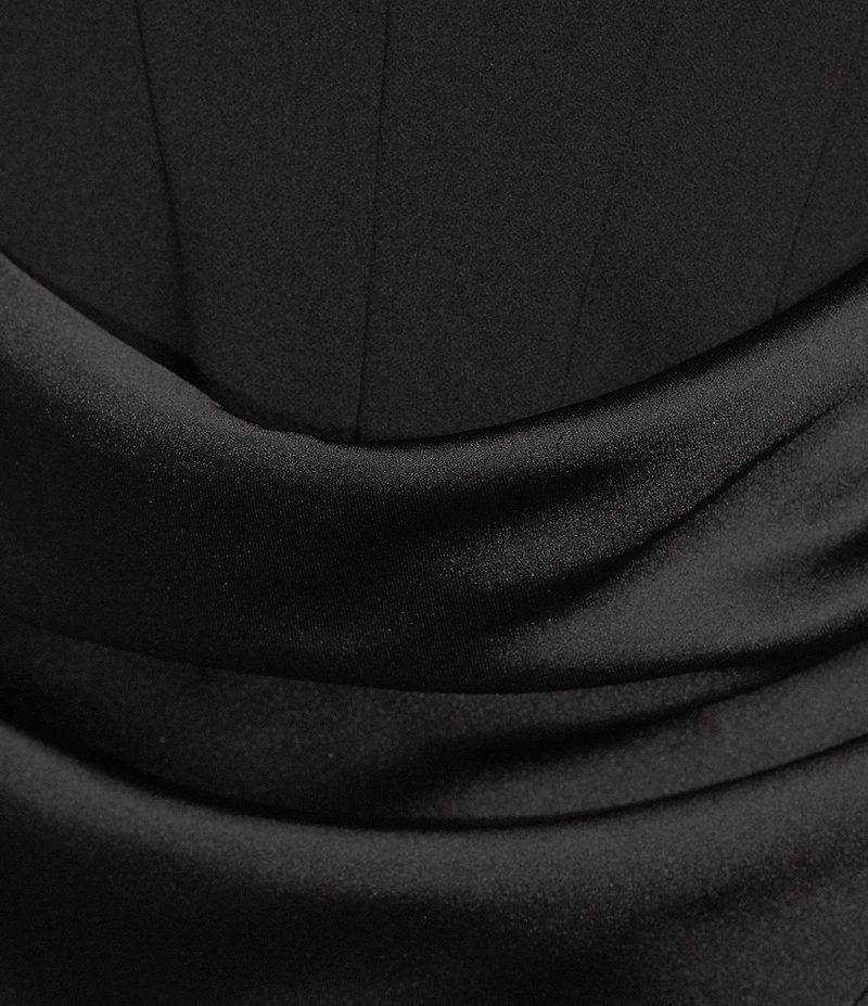 B. Darlin Strapless Corset Drape Front Midi Dress