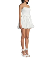 B. Darlin Strapless Corseted Bow Trim Ruffled Dress