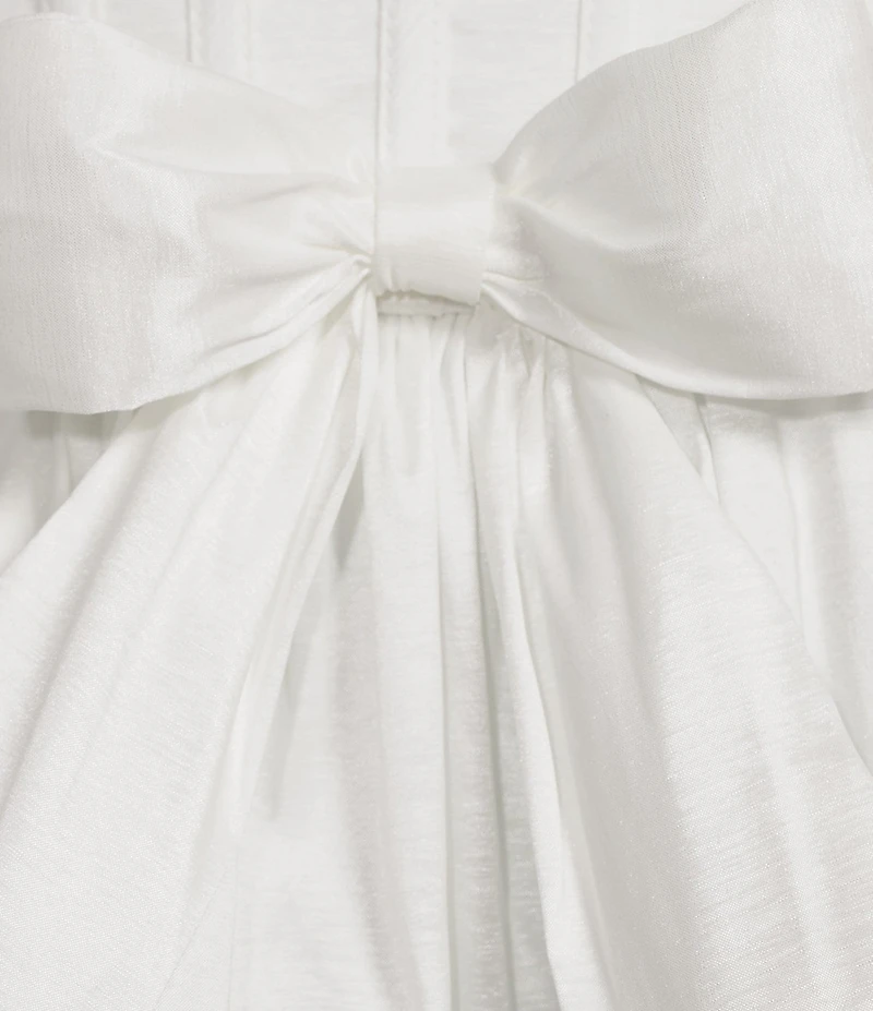 B. Darlin Strapless Corseted Bow Trim Ruffled Dress