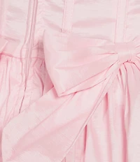 B. Darlin Strapless Corseted Bow Trim Ruffled Dress