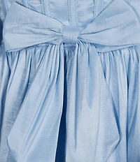 B. Darlin Strapless Corseted Bow Trim Ruffled Dress