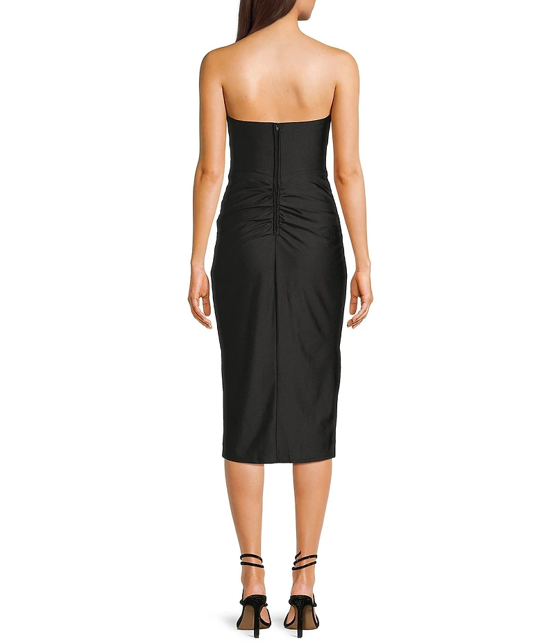 B. Darlin Strapless Corseted Side Slit Midi Dress