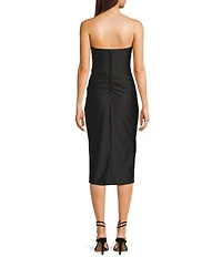 B. Darlin Strapless Corseted Side Slit Midi Dress