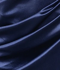 B. Darlin Strapless Embellished Illusion Corseted Bodice Faux Wrap Lace Up Back Side Slit Long Dress