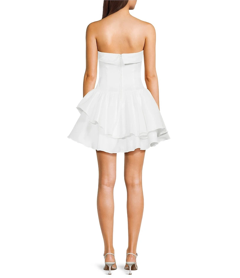 B. Darlin Strapless Layered Skirt Stretch Taffeta Dress