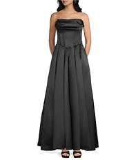 B. Darlin Strapless Pleated Drape Neck Dress