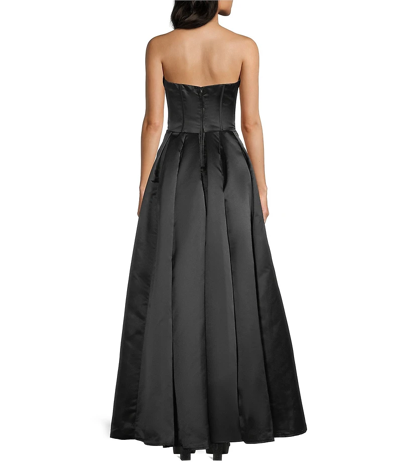 B. Darlin Strapless Pleated Drape Neck Dress