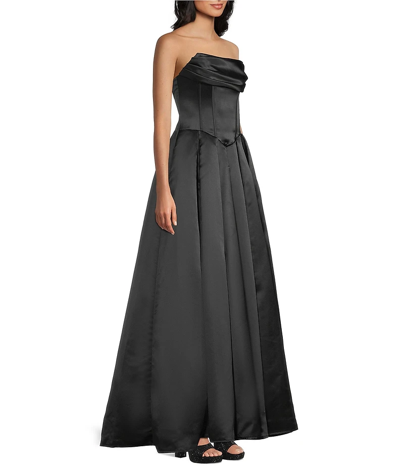 B. Darlin Strapless Pleated Drape Neck Dress