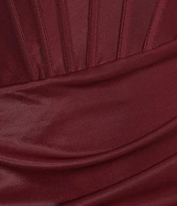 B. Darlin Strapless Pleated Twist Front Corseted Bodice Dress