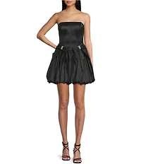 B. Darlin Strapless Rhinestone Embellished Bow Accent Bubble Hem Dress