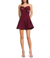 B. Darlin Strapless Fit & Flare Bow Trim Detail Dress