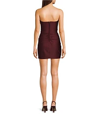 B. Darlin Strapless Sweetheart Neck Corset Pleated Dress