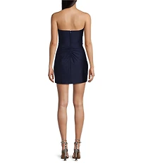 B. Darlin Strapless Sweetheart Neck Corset Pleated Dress