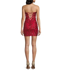 B. Darlin Strapless Sweetheart Neck Sequin Patterned Bodycon Dress