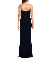 B. Darlin Strapless Velvet Bustier Side Shirred Dress
