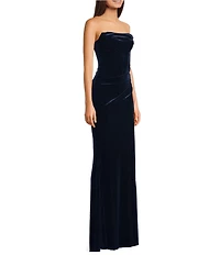 B. Darlin Strapless Velvet Bustier Side Shirred Dress