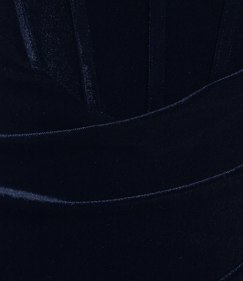 B. Darlin Strapless Velvet Bustier Side Shirred Dress