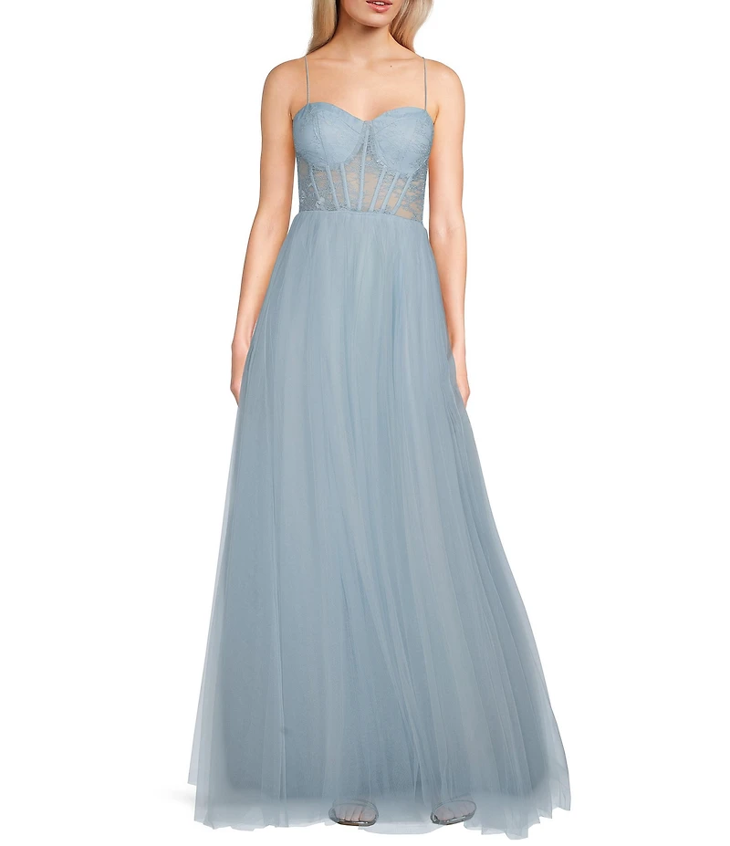 B. Darlin Sweetheart Neck Bustier Bungee Strap Gown