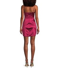 B. Darlin Sweetheart Neck Bustier Side Shirred Front Slit Dress
