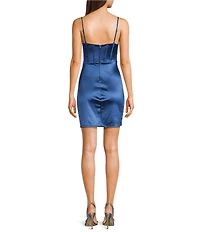 B. Darlin Sweetheart Neck Bustier Side Shirred Front Slit Dress
