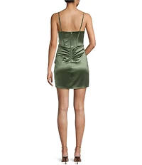 B. Darlin Sweetheart Neck Corseted Bodice Front Slit Dress