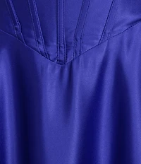 B. Darlin Sweetheart Neck Corseted Bustier Bodice Side Slit Dress