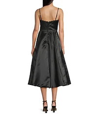 B. Darlin Sweetheart Neck Lace Trim Spaghetti Strap Midi Party Dress