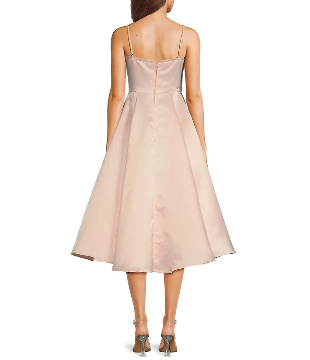 b. darlin wide bow straps v-neckline pearls party skirt dress B Darlin Juniors' Wide Straps Ties V-Neck Gown
