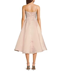 B. Darlin Sweetheart Neck Lace Trim Spaghetti Strap Midi Party Dress