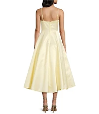 B. Darlin Sweetheart Neck Lace Trim Spaghetti Strap Midi Party Dress