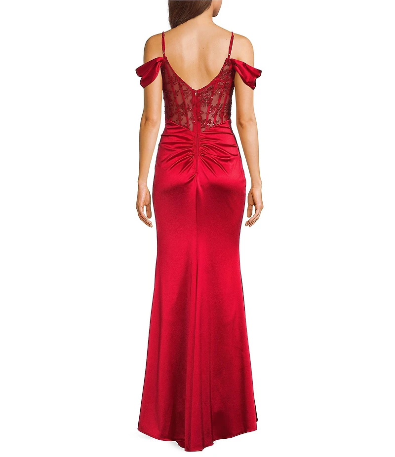 B. Darlin Sweetheart Neck Off The Shoulder Corset Knot Front Dress
