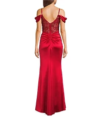 B. Darlin Sweetheart Neck Off The Shoulder Corset Knot Front Dress