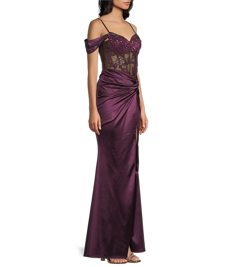 B. Darlin Sweetheart Neck Off The Shoulder Corset Knot Front Dress