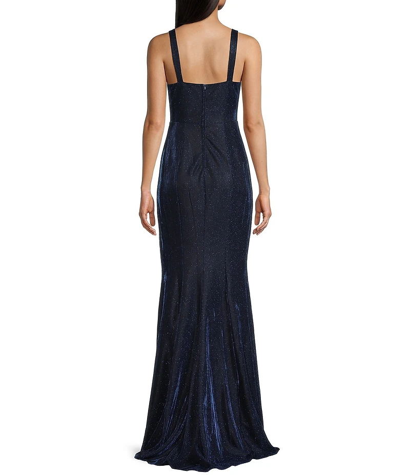 B. Darlin Sweetheart Neck Sleeveless Slit Long Dress