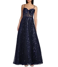 B. Darlin Sweetheart Neck Spaghetti Strap Bow Bodice Ballgown