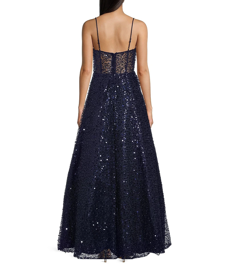 B. Darlin Sweetheart Neck Spaghetti Strap Bow Bodice Ballgown