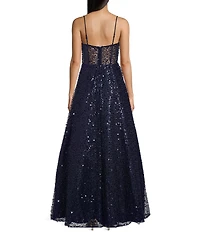 B. Darlin Sweetheart Neck Spaghetti Strap Bow Bodice Ballgown