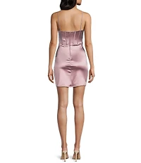 B. Darlin Sweetheart Neck Spaghetti Strap Front Slit Dress