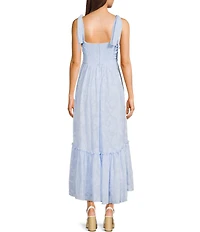 B. Darlin Sweetheart Neck Tie Shoulder Shirred Bustier Ruffle Hem Dress